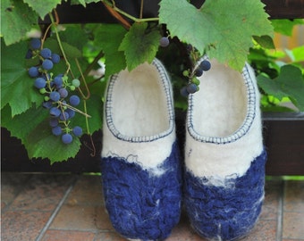 Eco friendly felted slippers from natural wool