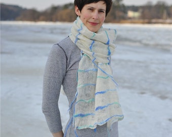 Light felted from softest merino wool shawl "Warmth and comfort"