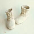 Handmade wool felted slippers - house shoes - natural white - eco friendly product logo