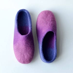 Handmade wool felted slippers - pink - purple - levander