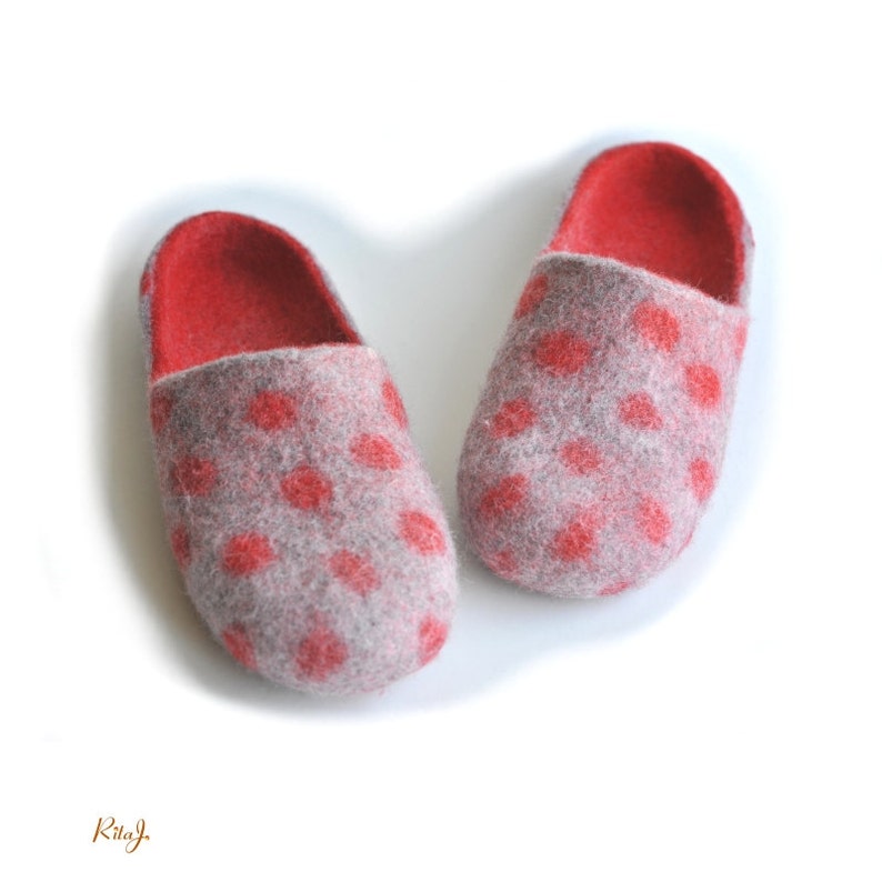 red polka dot slippers