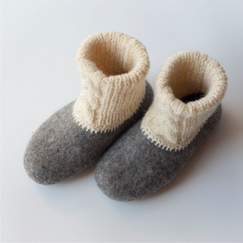 Handmade Wool Felted Slippers House Shoes Natural Eco - Etsy
