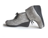 Grey handmade wool felt shoes with rubber soles-eco friendly