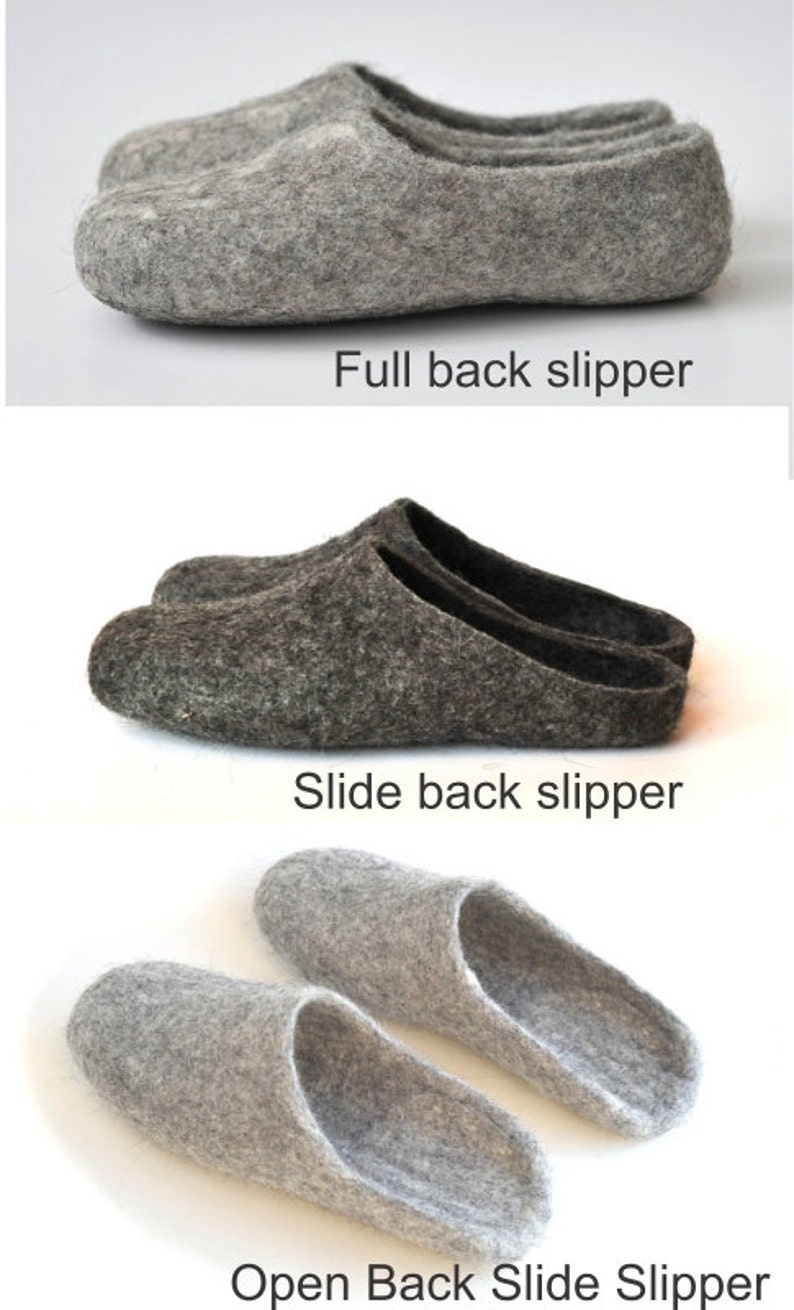 Handmade eco friendly felted slippers from natural wool grey image 4