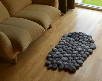 Felt stone rug - felt stone - wool rug - ecofriendly wool rug - light gray - gray - dark gray