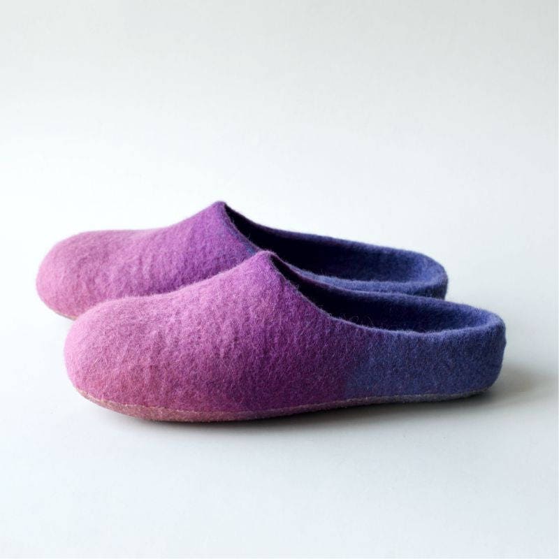 Handmade Wool Felted Slippers Pink Purple Levander | Etsy