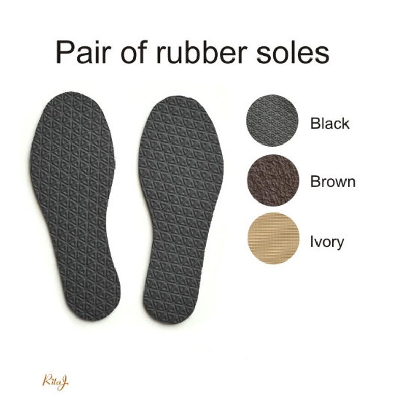 Rubber soles for my handmade slippers black brown ivory image 1