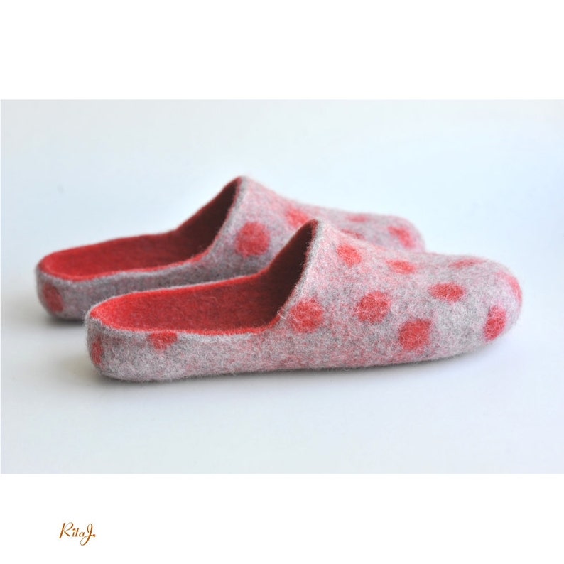 red polka dot slippers