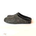 Eco friendly natural grey colour handmade felted slippers - men product logo