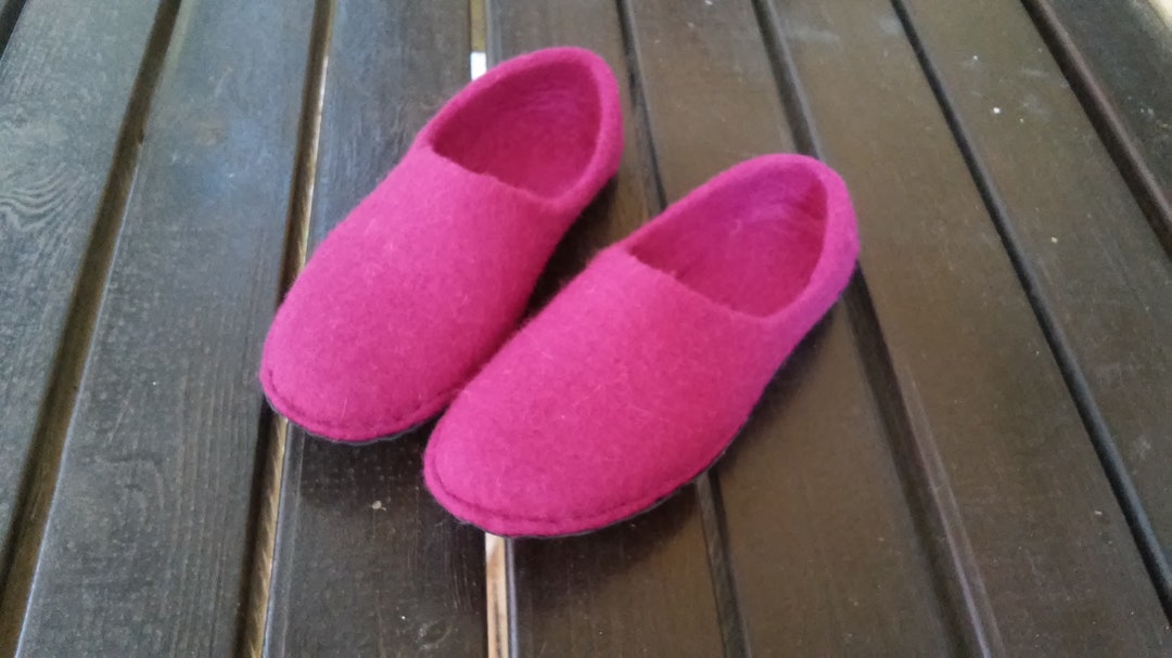 Handmade Wool Felted House Shoes With Soles - Etsy