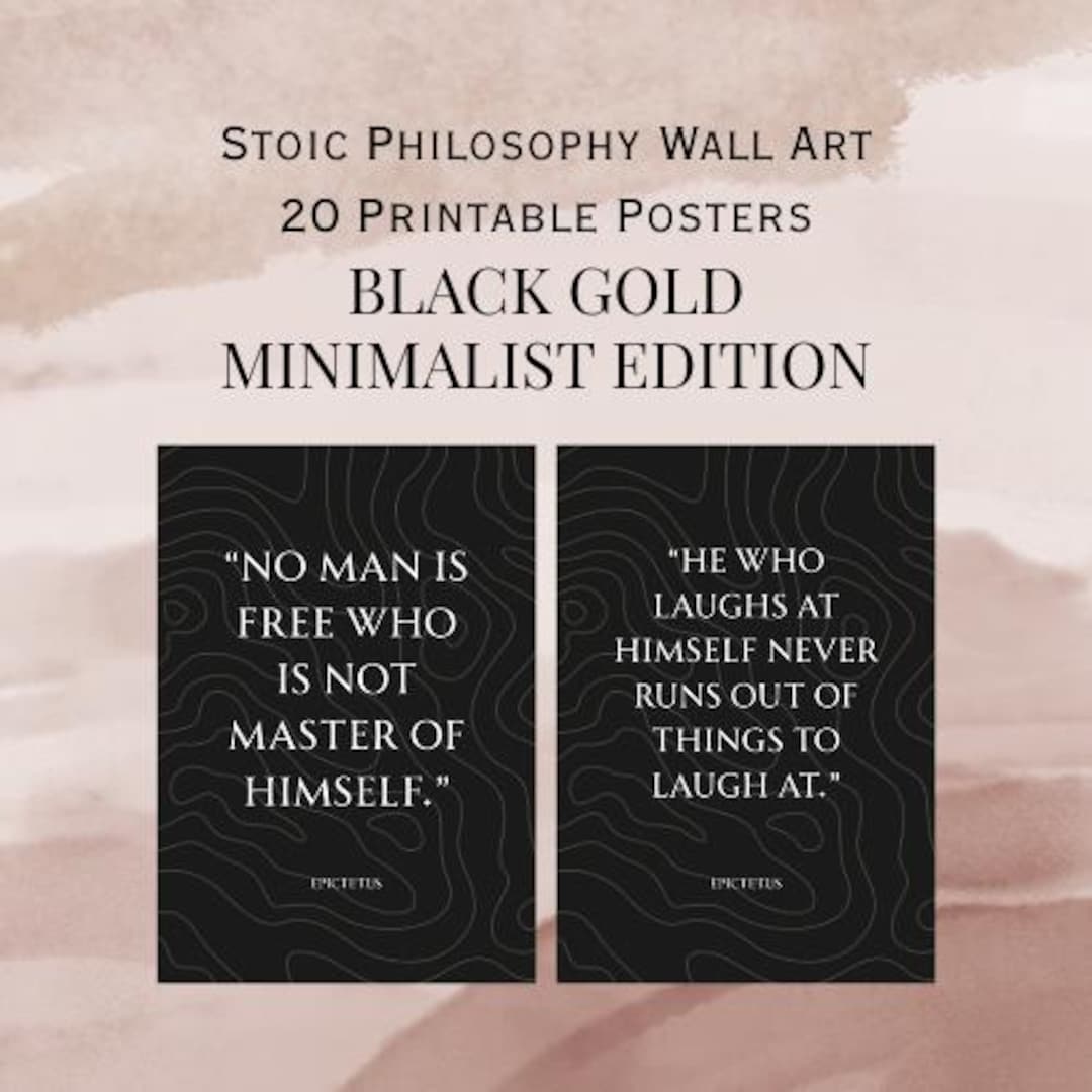 Stoic Mindset Poster Set | Black Gold Minimalist Edition | Philosophy Wall Art | A2 Printable ...