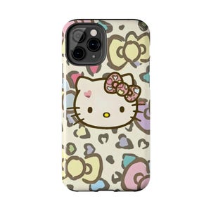 Hello Kitty pastel leopard bow Tough Phone Case | cute character iPhone case image 7