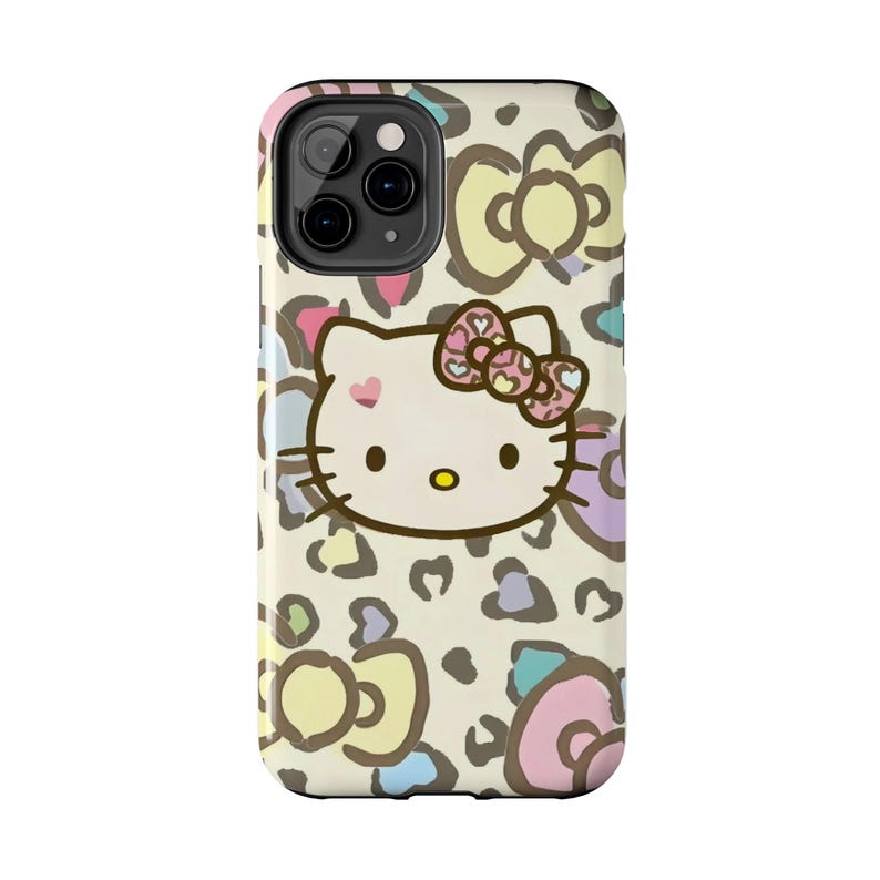 Hello Kitty pastel leopard bow Tough Phone Case | cute character iPhone case image 7