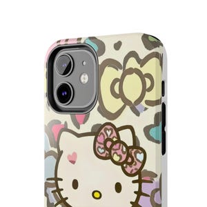 Hello Kitty pastel leopard bow Tough Phone Case | cute character iPhone case image 15