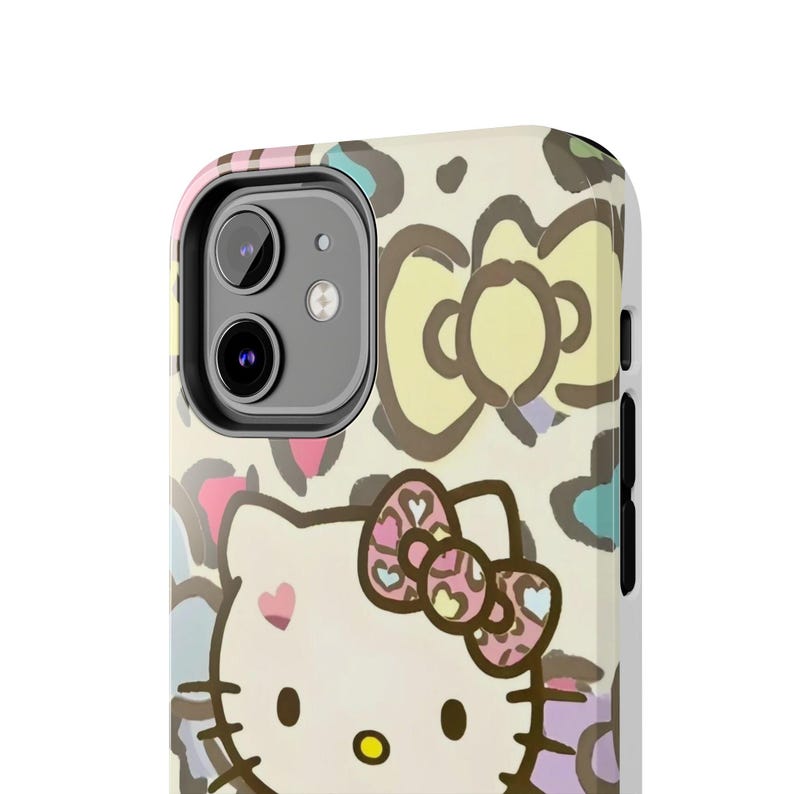 Hello Kitty pastel leopard bow Tough Phone Case | cute character iPhone case image 15
