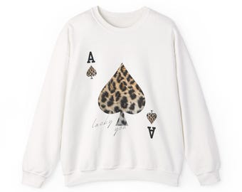 Leopard Ace of Spades Sweatshirt | Animal Print Playing Card Design