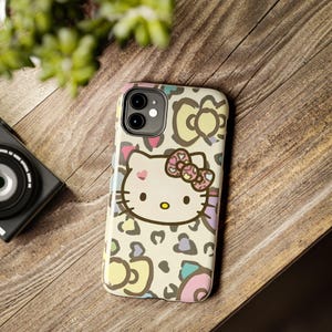 Hello Kitty pastel leopard bow Tough Phone Case | cute character iPhone case image 4