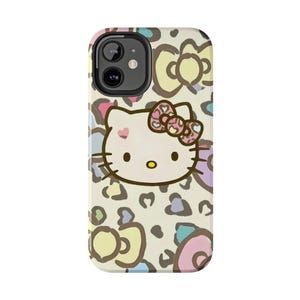 Hello Kitty pastel leopard bow Tough Phone Case | cute character iPhone case image 19