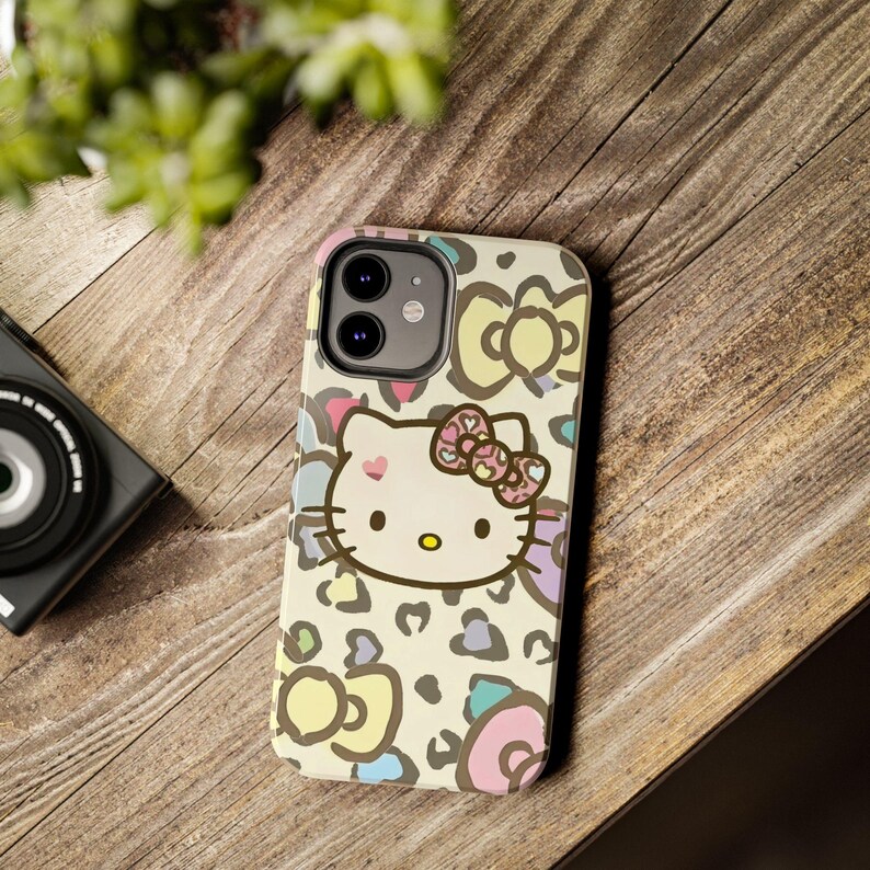 Hello Kitty pastel leopard bow Tough Phone Case | cute character iPhone case image 17