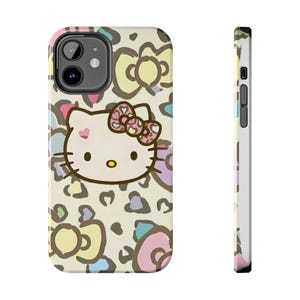 Hello Kitty pastel leopard bow Tough Phone Case | cute character iPhone case image 12