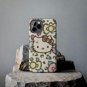 Hello Kitty pastel leopard bow Tough Phone Case | cute character iPhone case image 10