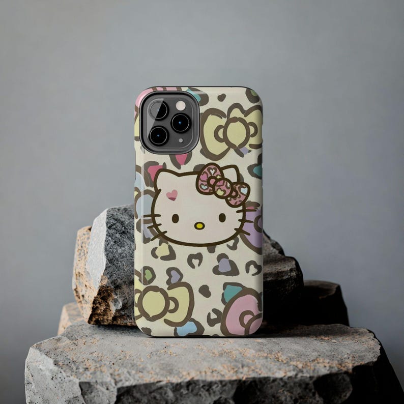 Hello Kitty pastel leopard bow Tough Phone Case | cute character iPhone case image 10