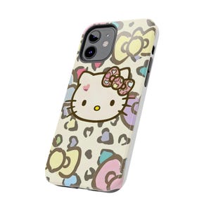 Hello Kitty pastel leopard bow Tough Phone Case | cute character iPhone case image 14