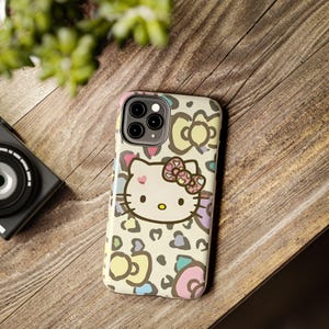 Hello Kitty pastel leopard bow Tough Phone Case | cute character iPhone case image 11