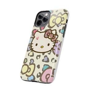 Hello Kitty pastel leopard bow Tough Phone Case | cute character iPhone case image 8