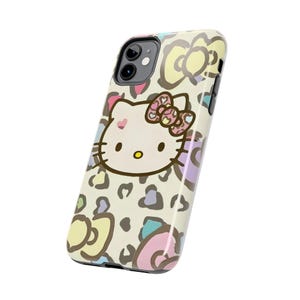 Hello Kitty pastel leopard bow Tough Phone Case | cute character iPhone case image 3