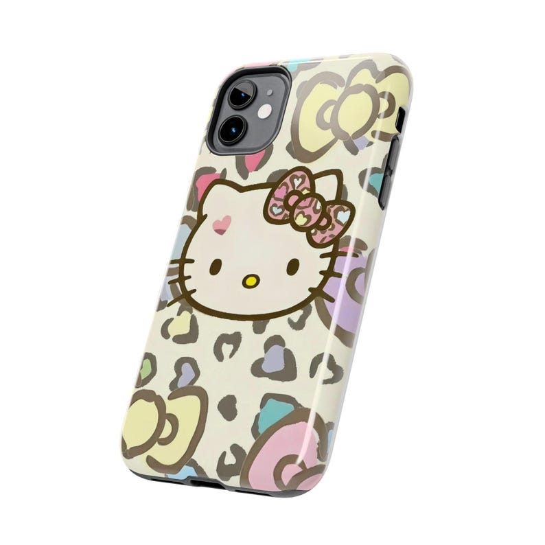 Hello Kitty pastel leopard bow Tough Phone Case | cute character iPhone case image 3