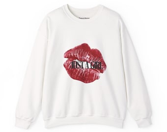 Red Lip Print JUST A KISS Sweatshirt | Crewneck, Graphic Lip Design