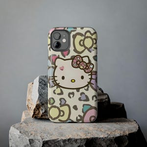 Hello Kitty pastel leopard bow Tough Phone Case | cute character iPhone case image 5
