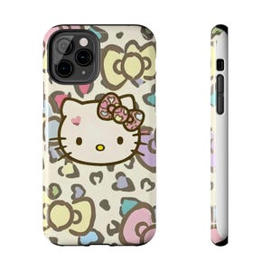 Hello Kitty pastel leopard bow Tough Phone Case | cute character iPhone case image 6