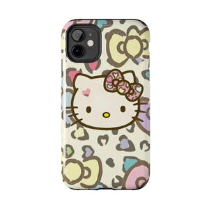 Hello Kitty pastel leopard bow Tough Phone Case | cute character iPhone case image 2