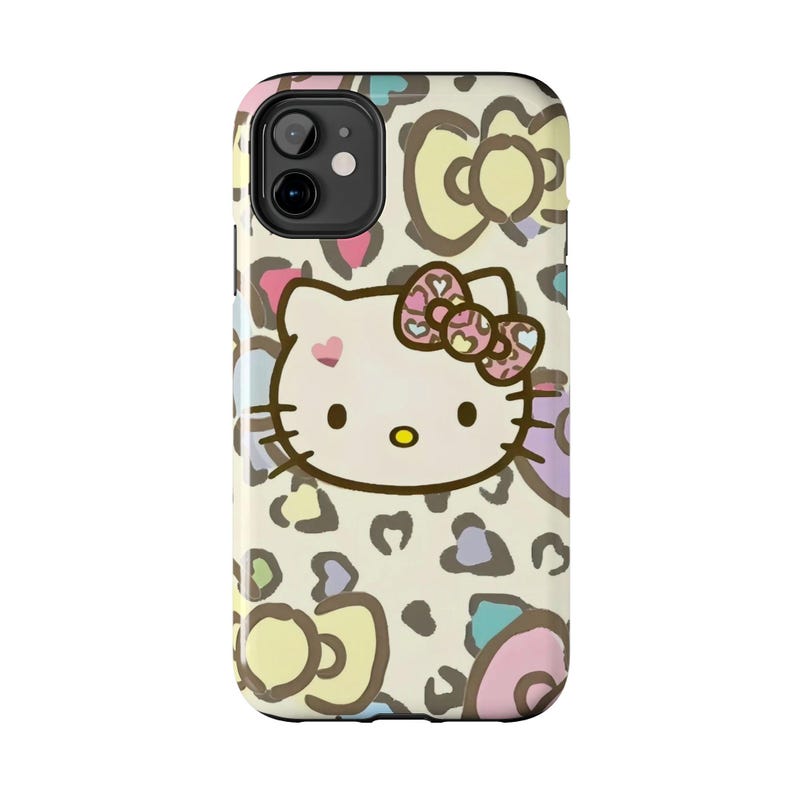 Hello Kitty pastel leopard bow Tough Phone Case | cute character iPhone case image 2