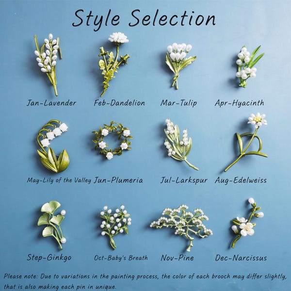 Birth Month Flower Brooch, Vintage Brooch, Wedding Brooch, Lily of the Valley Brooch, Birthday Gift for Her/Mom, Valentine's Day Gift