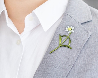 Birth Month Flower Brooch, Personalized Floral Pin