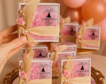 Custom Quinceañera Candle Favor | Personalized Sweet 16 Gift  |  Pink Detail