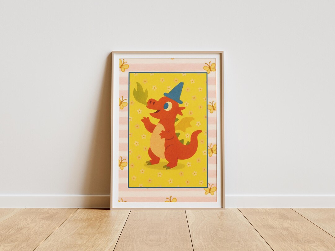 Red Dragon Nursery Wall Art Printable | Fantasy Animal Kids Room Decor ...