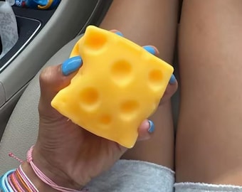 Realistic Cheese Stress Ball - Swiss Cheese Squishy Toy for Anxiety Relief