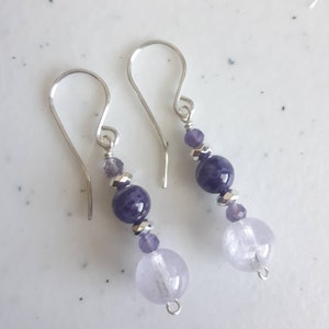 Amethyst Earrings-silver  hematine- Dangle Earrings-Gemstone Earrings-February birthstone-Handmade