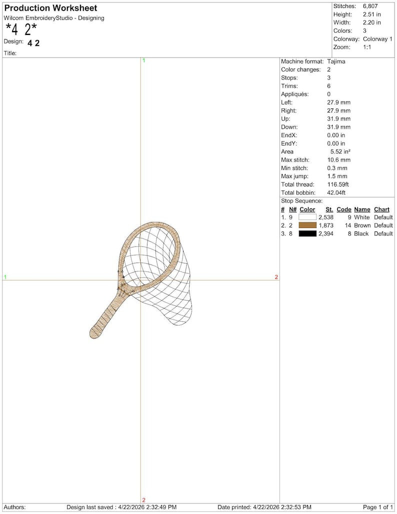 Fishing Net Design, Wooden Handle Landing Machine Embroidery File ...