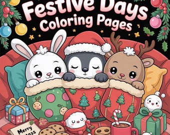 Merry Christmas Coloring Pages, 90 Winter Illustrations (Printable PDF)