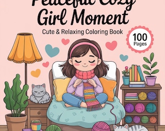 Cozy Girl Moments Coloring Book, Hand-Drawn Printable Pages (Digital Download PDF)