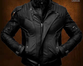 Handmade Black Leather Biker Jacket – Asymmetrical Zipper Moto Jacket
