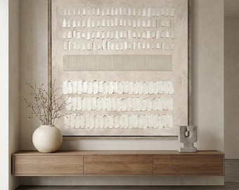 Wabi-Sabi Textured Abstract Painting, Neutral Beige Organic Canvas Art (#JLS009)