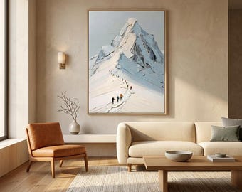 Abstract Mountain Climbing Oil Painting, Textured Vertical Wall Art #YDV007