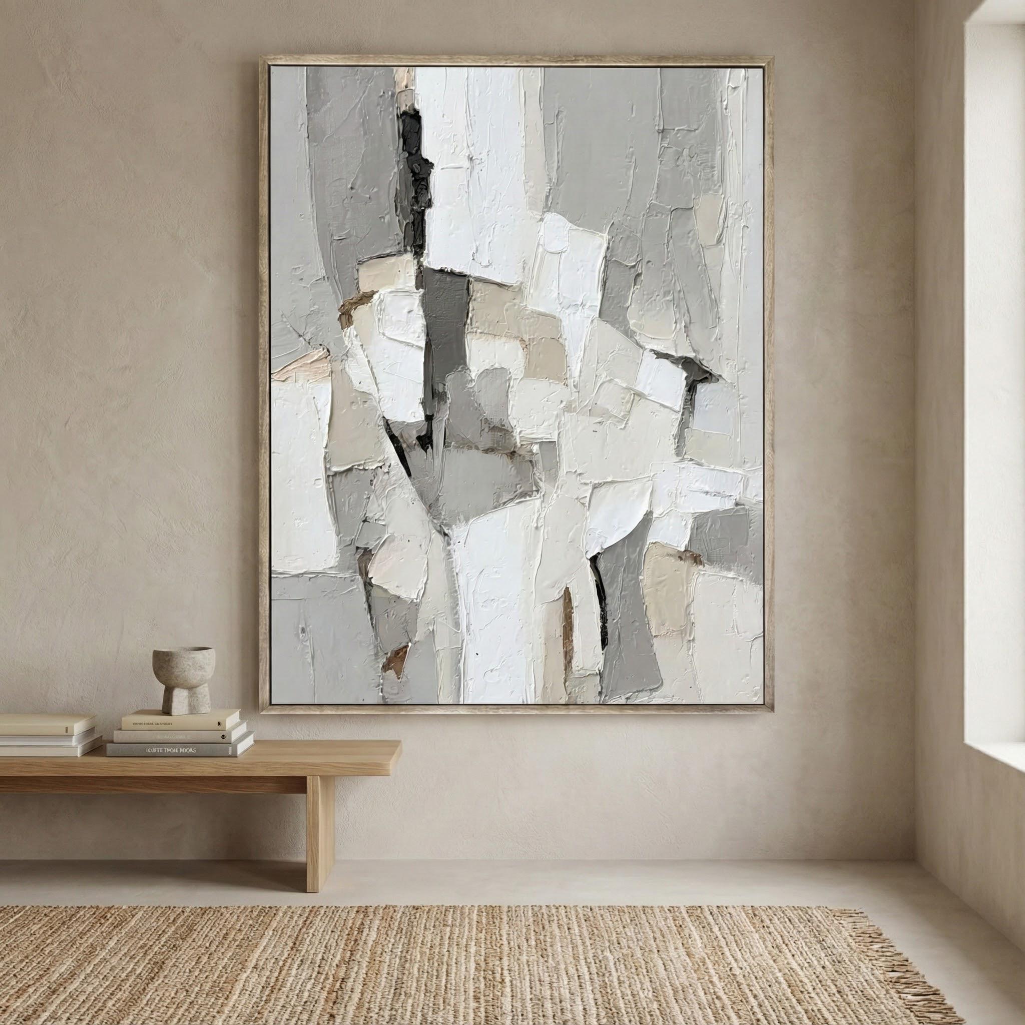 Large 3D Textured Abstract Art | Wabi-sabi Oil Painting | Neutral Beige ...