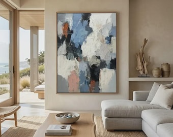 Abstract Oil Painting: Textured Vertical Canvas Art – Modern Home Decor #CXV022
